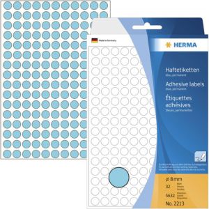 Etykiety samoprzylepne Herma okrągłe kropki 8mm niebieskie